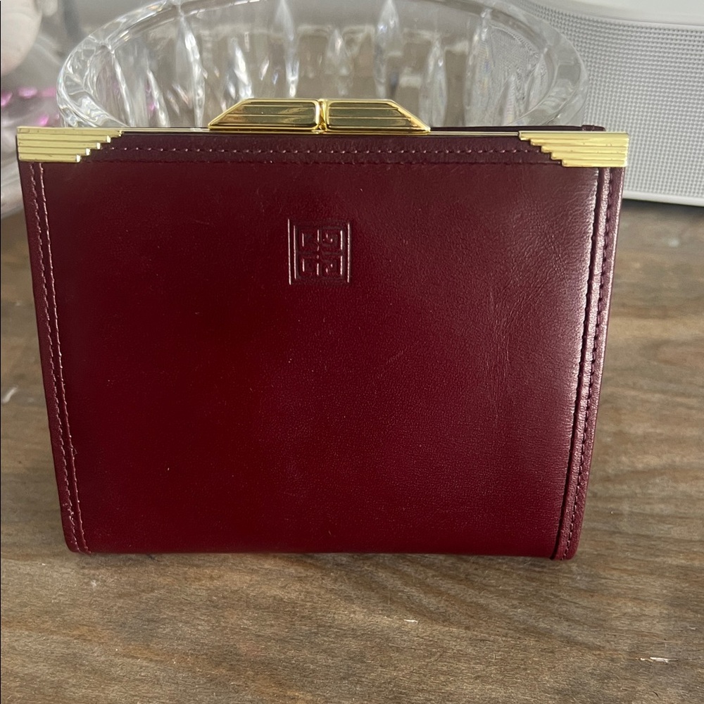 Givenchy Deep Red Wallet with Gold Details